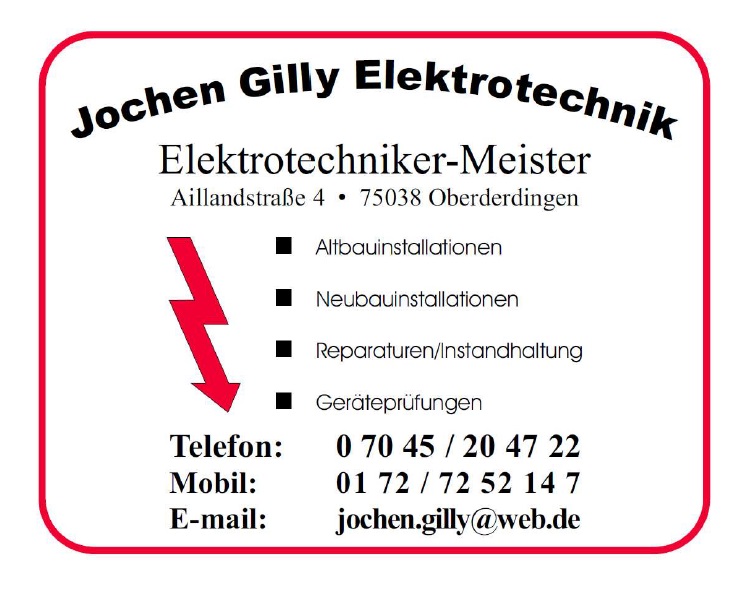Jochen Gilly Elektrotechnik | 0172/7252147